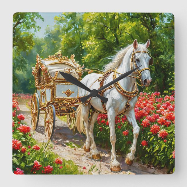 Reloj Cuadrado Caballo y carro magnífico (Anverso)