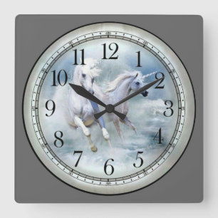 Reloj Cuadrado Caballos blancos salvajes