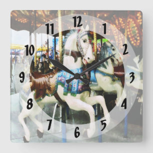 Reloj Cuadrado Caballos del carrusel