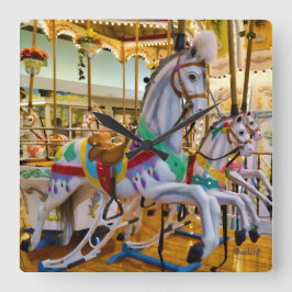 Reloj Cuadrado Caballos del carrusel