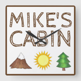 Reloj Cuadrado Cabaña de camping de montaña Sunshine Camping