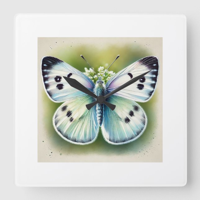 Reloj Cuadrado Cabbage White Butterfly 060824IREF203 - Watercolor (Anverso)
