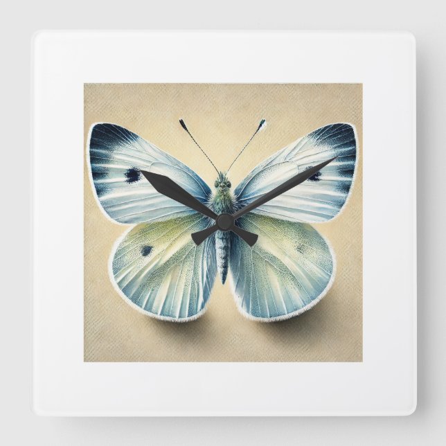Reloj Cuadrado Cabbage White Butterfly 190724IREF226 - Watercolor (Anverso)