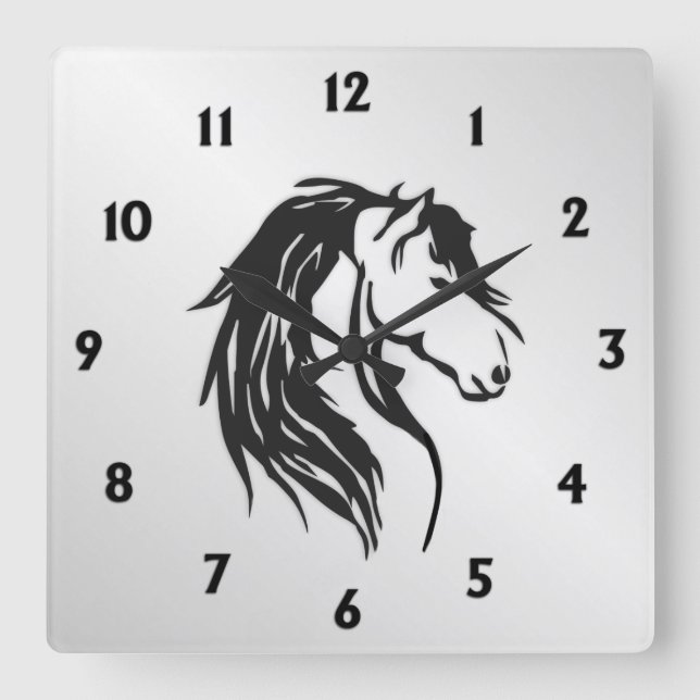Reloj Cuadrado Cabeza de caballo noble (Anverso)