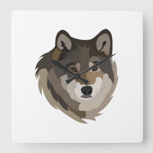 Reloj Cuadrado Cabeza de Lobo Animal Gris Lobo Salvaje