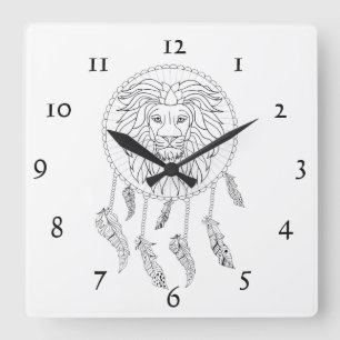 Reloj Cuadrado Cabeza de los leones en blanco y negro en colector