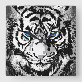 Reloj Cuadrado Cabeza de tigre blanco siberiana - Ojos azules tig