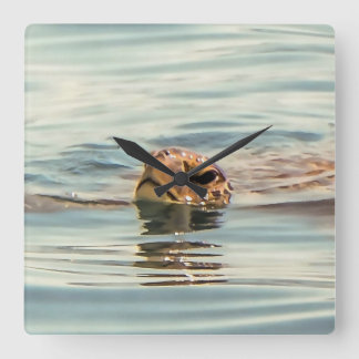 Reloj Cuadrado Cabeza por encima del arte de la fauna marina de l