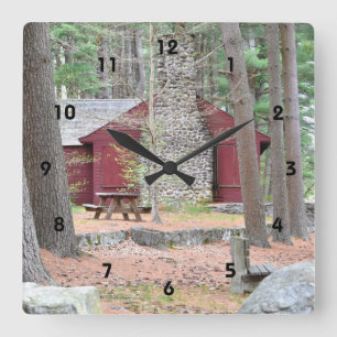 Reloj Cuadrado Cabina En Woods Wall Clock