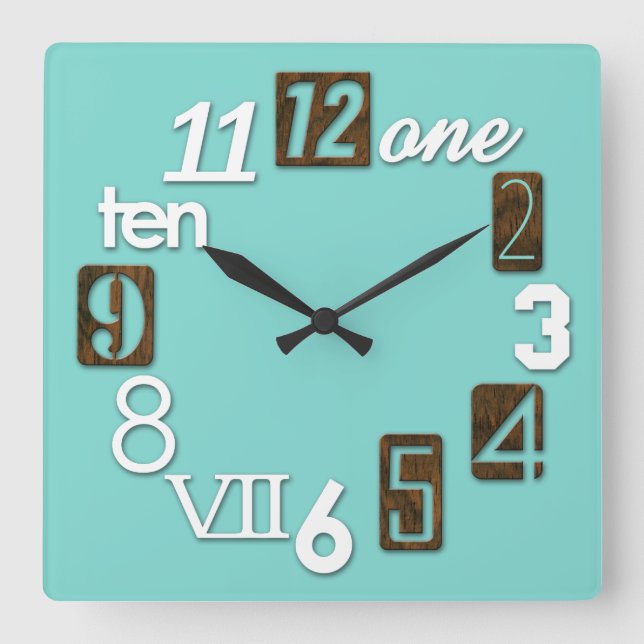 Reloj Cuadrado Cables de pared cuadrado de adornos graciosos (Anverso)