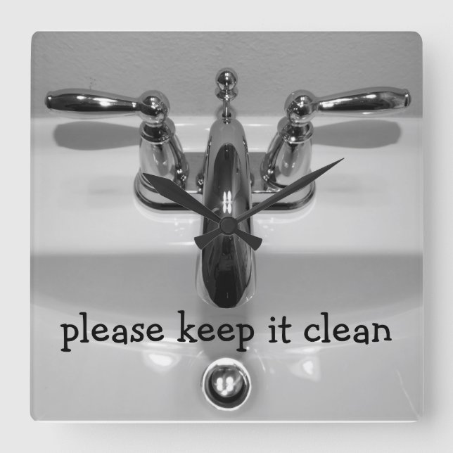 Reloj Cuadrado Cables divertidos en el baño (Anverso)