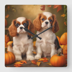 Reloj Cuadrado Cachorro Cavalier King Charles Spaniel Calabaza de