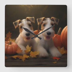 Reloj Cuadrado Cachorro de Fox Terrier de Pelo de Alambre Delicia