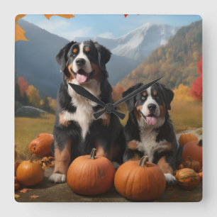 Reloj Cuadrado Cachorro de montaña suizo mayor delicia de otoño c