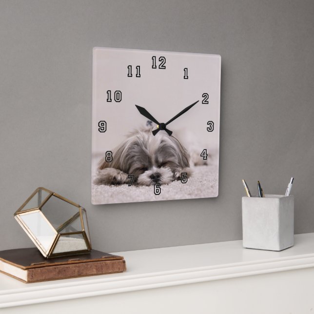 Reloj Cuadrado Cachorro dormido (Oficina)