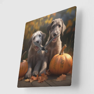 Reloj Cuadrado Cachorro Lobero Otoño Delicia Calabaza