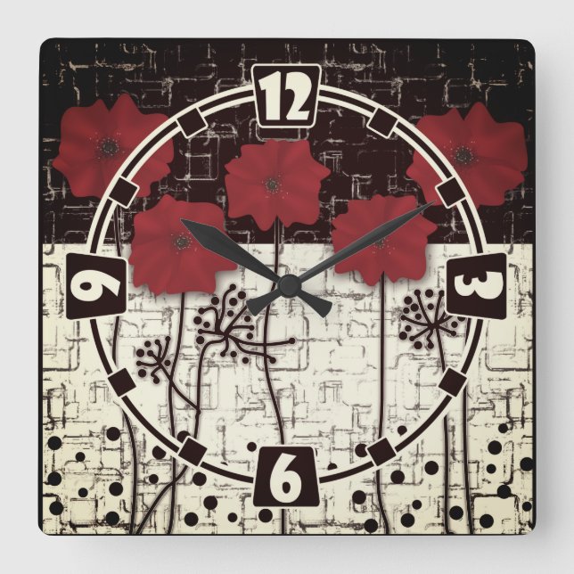 Reloj Cuadrado Cachorros rojos (Anverso)