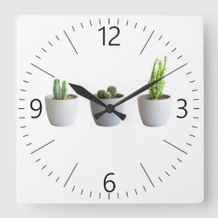 Reloj Cuadrado Cactus en macetas