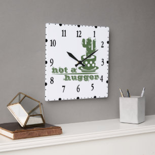 Reloj Cuadrado Cactus No es un abrazo cactus divertido dicho
