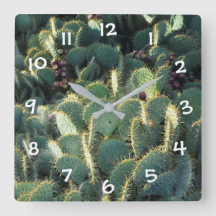 Reloj Cuadrado Cactus verdes