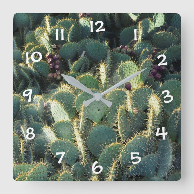 Reloj Cuadrado Cactus verdes (Anverso)