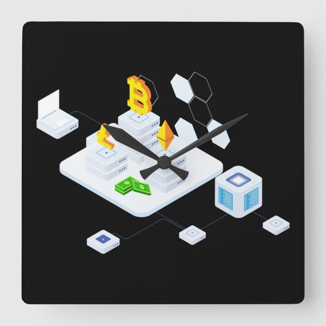 Reloj Cuadrado Cadena de bloqueo (Anverso)