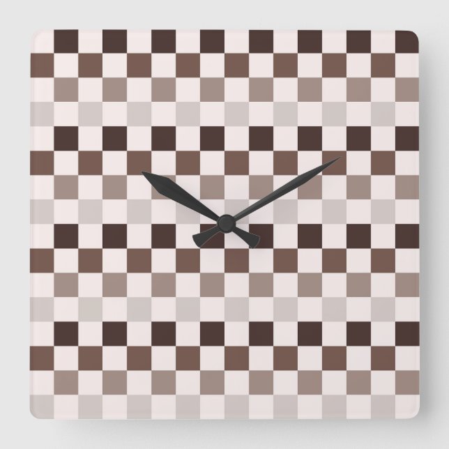 Reloj Cuadrado Cafe Au Lait checkerboard pattern (Anverso)