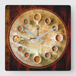 Reloj Cuadrado Café café café tiempo
