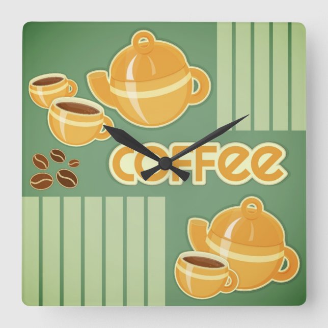 Reloj Cuadrado Café, Café Y Café (Anverso)
