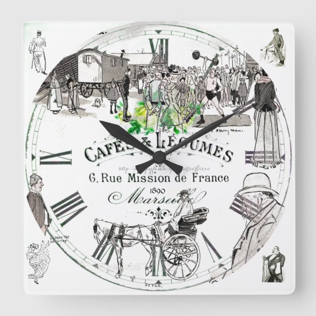 Reloj Cuadrado "Cafe Legumes" (Anverso)