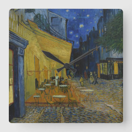 Reloj Cuadrado Cafe Terrace de noche por Vincent van Gogh