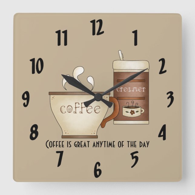 Reloj Cuadrado Café y Creamer (Anverso)