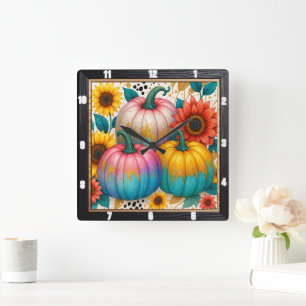 Reloj Cuadrado Caída de la Calabaza Polka Dot