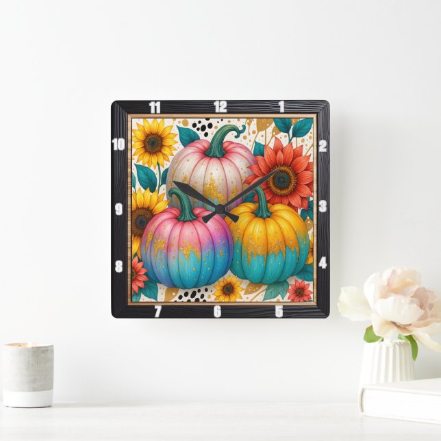 Reloj Cuadrado Caída de la Calabaza Polka Dot (Hogar)