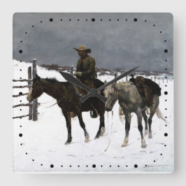 Reloj Cuadrado Caída del vaquero Frederic Remington 1895 Western