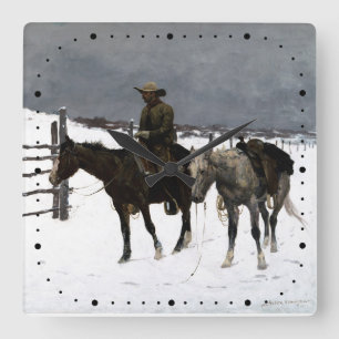Reloj Cuadrado Caída del vaquero Frederic Remington 1895 Western