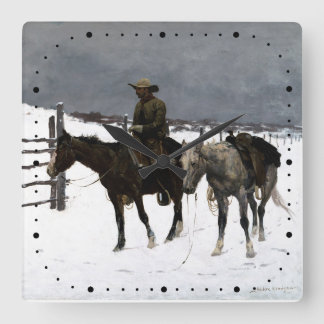 Reloj Cuadrado Caída del vaquero Frederic Remington 1895 Western
