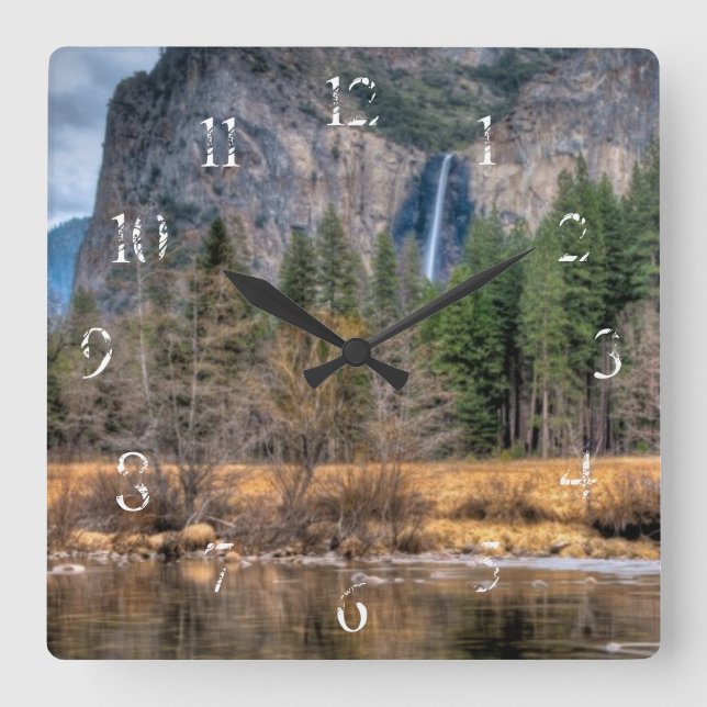 Reloj Cuadrado Caídas escénicas de Yosemite (Anverso)