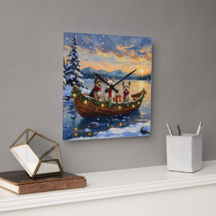 Reloj Cuadrado Cairn Terrier Navidad Barco Fiesta