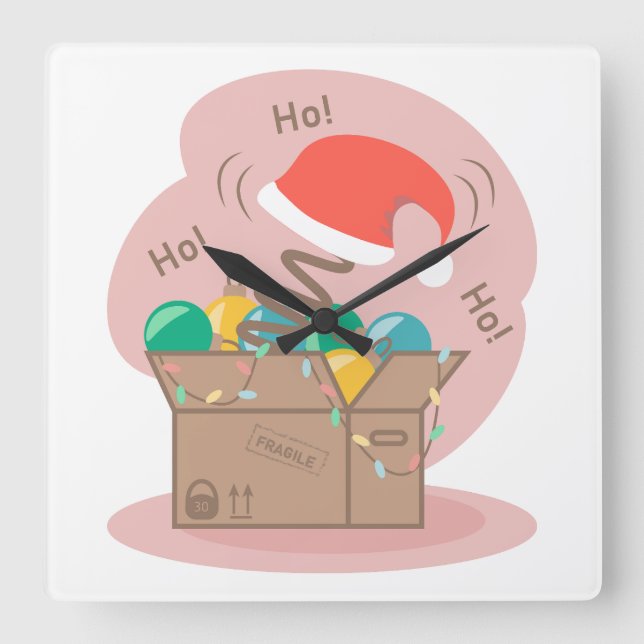Reloj Cuadrado Caja de artesanías con decoración de Navidades y s (Anverso)