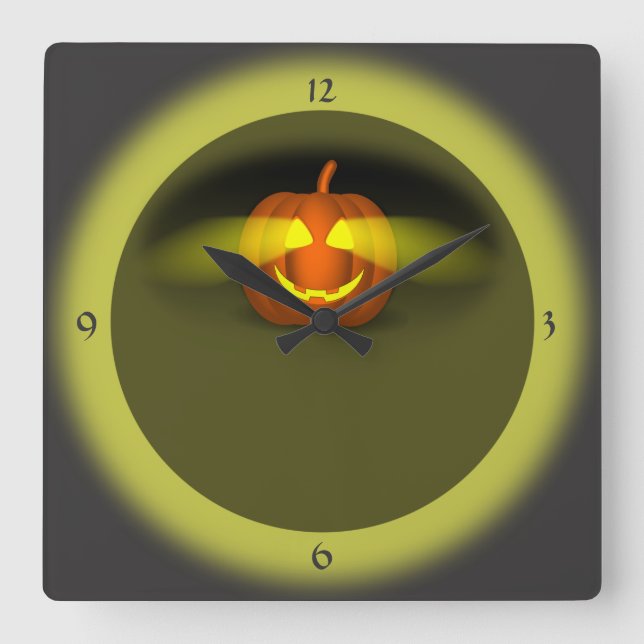 Reloj Cuadrado Calabaza brillante (Anverso)