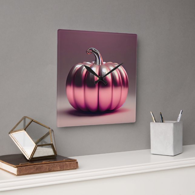 Reloj Cuadrado Calabaza rosa brillante (Oficina)