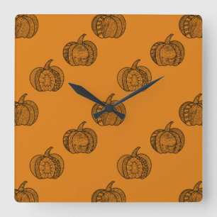 Reloj Cuadrado Calabazas inspiradas en Halloween boho Zentangle®