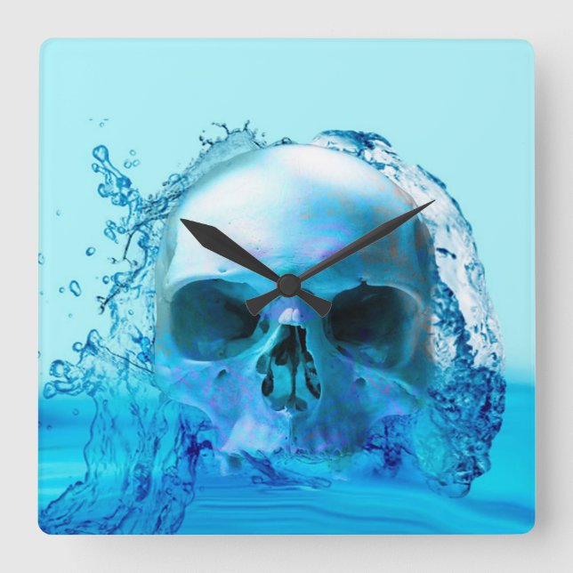 Reloj Cuadrado Calavera en el agua (Anverso)