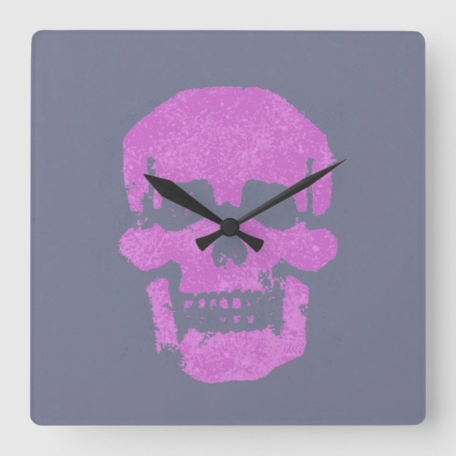 Reloj Cuadrado Calavera morada (Anverso)