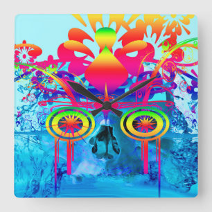 Reloj Cuadrado Calavera psicodélica