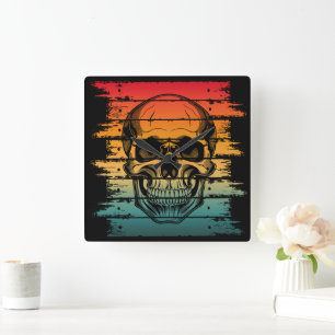 Reloj Cuadrado Calavera Silueta Retro Vintage 