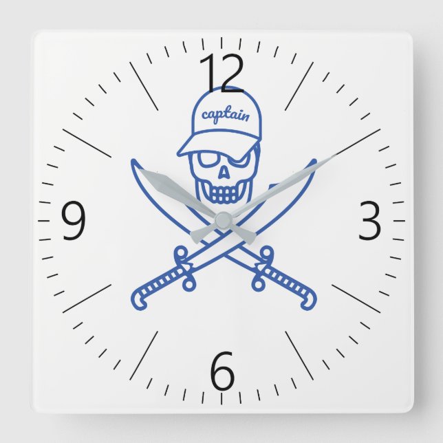 Reloj Cuadrado Calavera y espadas (Anverso)