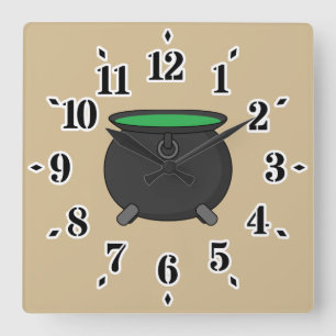 Reloj Cuadrado Caldero de Bruja