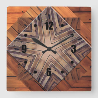 Reloj Cuadrado Caleidoscopio de madera Diseño Cuadrado Cables de